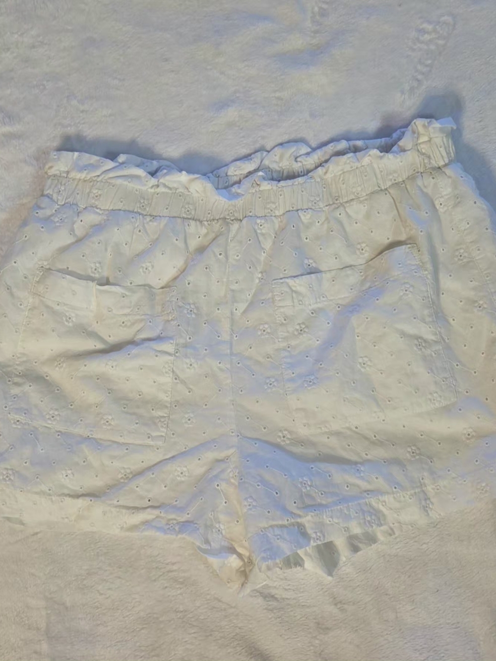 LC Lauren Conrad White Eyelet High-Waist Shorts